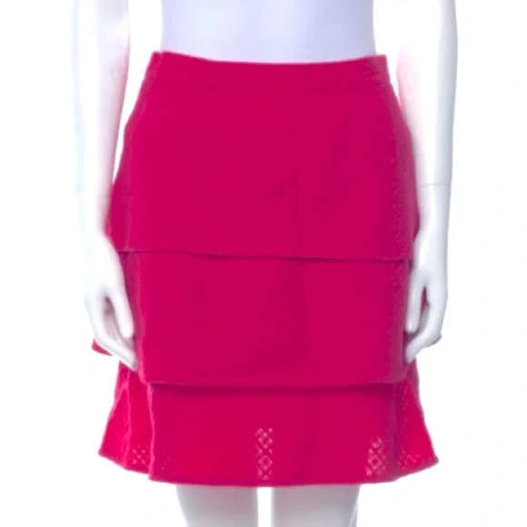 Valentino Vintage Ruffled Mini Skirt, Raspberry Pink, Size 10 - Picture 1 of 7